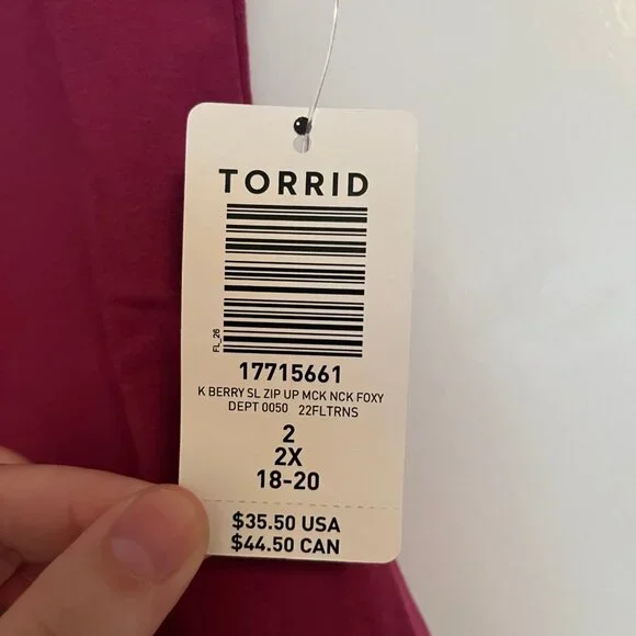 Torrid Size 2 Foxy Mock Neck Zip Up Tank NWT in color berry purple - Picture 6 of 9